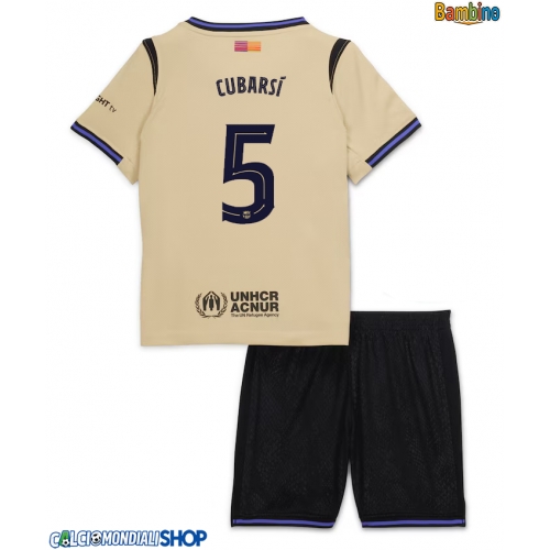 Maglie da calcio Barcelona Pau Cubarsi #5 Seconda Maglia Bambino 2025-26 Manica Corta + Pantaloni corti)